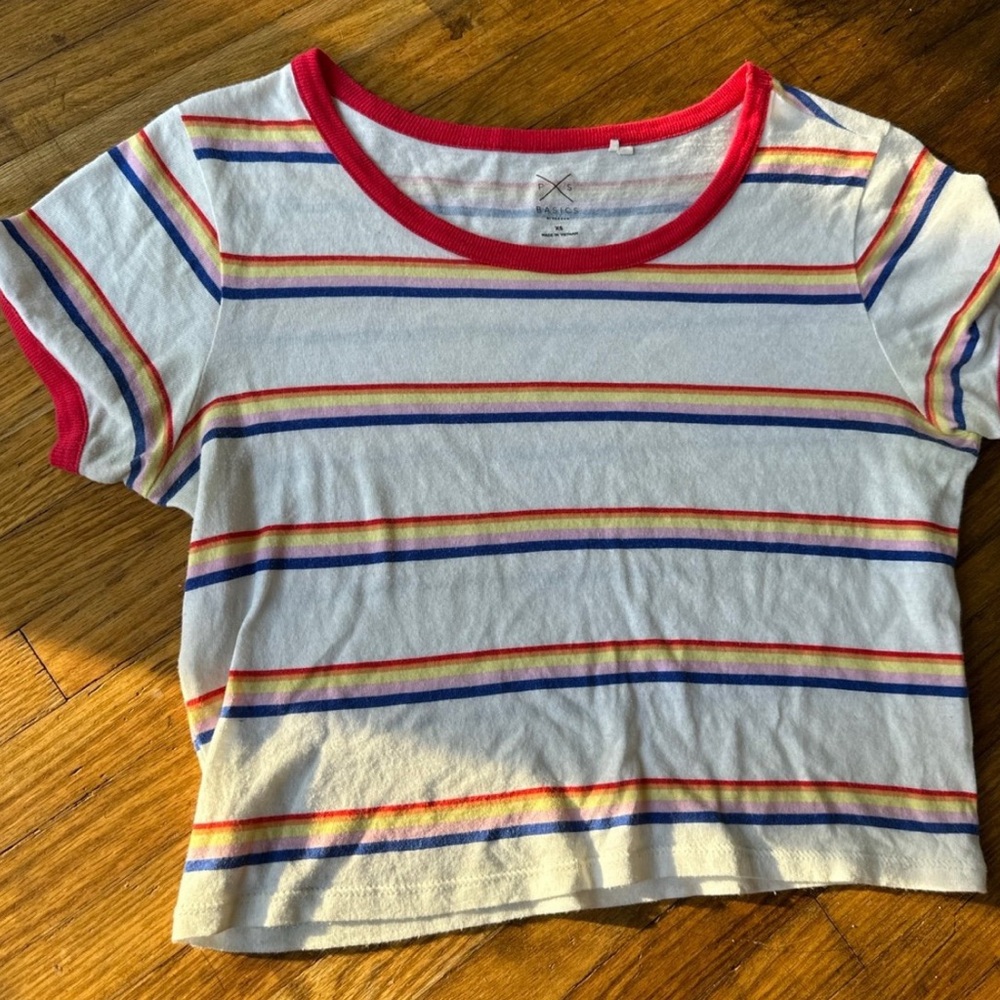 PacSun Striped Crop Top - Red, Blue, Yellow